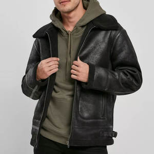 Chaqueta de piel de oveja estilo cremallera de aspecto clásico para hombre, chaqueta de lana interior de peso pesado, chaqueta de talla grande para hombre - Product Image 1