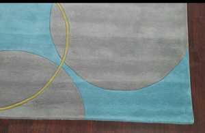 Tapis d'intérieur contemporain oriental fait main en laine, touffeté à la main, design circulaire, nouvelles options de taille disponibles - Product Image 3