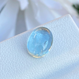 พลอยคาโบชองรูปไข่สีอความารีนจากธรรมชาติที่สวยงามพร้อมด้วยความมันวาวหลวมอัญมณีสำหรับทำเครื่องประดับ2.64กะรัต - Product Image 1