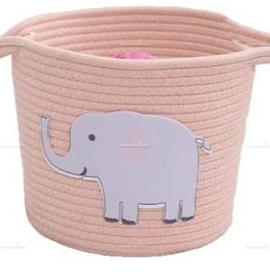 ตะกร้าผ้าคอตตอนทอขนาดใหญ่สำหรับใส่ผ้าปักลายช้างสำหรับผ้าห่มผ้าห่มหมอนผ้าเช็ดตัวตะกร้าสำหรับเด็กอ่อน - Product Image 5