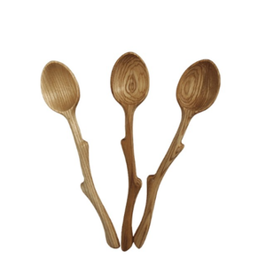 Cucharas de cocina de madera ecológicas Utensilios ovalados de mango largo de haya para mezclar y hornear - Product Image 1