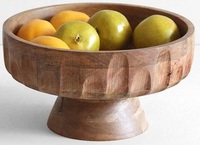 Decoratieve acaciahouten schaal met standaard voor tafeldecoratie, handgemaakt, milieuvriendelijk, BPA-vrij, keukenaccessoire voor snacks en fruit
