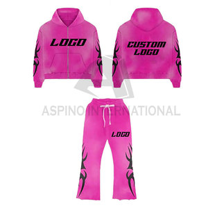 Vente en gros de pantalons de survêtement évasés deux pièces pour hommes avec sweats à capuche et ensembles de jogging - Product Image 6