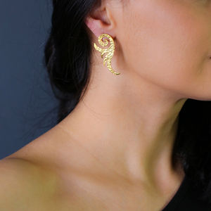 Pendientes de plata de primera ley con forma Irregular para mujer, aretes pequeños, plata esterlina 925, Estilo Vintage, oro de 22 quilates, estilo turco - Product Image 2