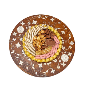 Bandeja con incrustación de madera para decoración de pantalla de Ramadán, bandeja decorativa de servicio estándar de alta calidad, con grabado de mopa, basado en diseño gulf - Product Image 1