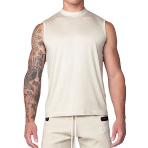 เสื้อกล้ามออกกำลังกายแบบใหม่ คอสูง ดีไซน์เพิ่มขนาด ยืดหยุ่นได้ กระชับกล้ามเนื้อ ผ้าโพลีเอสเตอร์ผสมสแปนเด็กซ์ ไม่มีแขน - Product Image 1