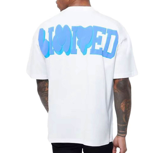 OEM 100% algodón hombres para Puff estampado camisetas de gran tamaño peso pesado logotipo personalizado camisetas con patrón de letras - Product Image 2