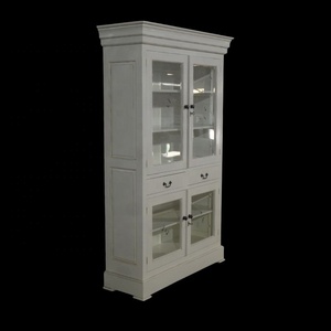 Elegant Kitchen Cabinet White <b>Bookcase</b> with Premium Mahogany Glass Doors, Suitable for Living Room and Bedroom and Dining Room - Product Image 4