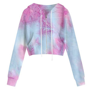 Fabricant personnalisé Vente en gros Tendance Cropped Tie Dye Sweat à capuche en coton anti-boulochage Confortable Top Vente Cropped Tie Dye Sweat à capuche - Product Image 6