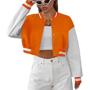 Veste universitaire en cuir de peau de mouton de Style d'hiver pour femmes veste de Baseball respirante haut court Service OEM de vente chaude disponible - Product Image 4