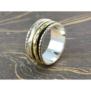 Fashionable Vintage-Inspired <b>Spinner</b> <b>Ring</b> Two Tone with Rose Gold and 18K Plating 6.5 Grams Perfect Gift for Fashion Lovers - Product Image 1