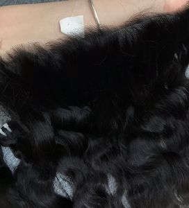 Conjunto Completo de Pelo Humano Crudo de 200 Densidad con Mechones Onda Natural 13x4 Transparente Hd - Product Image 4