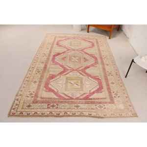 Vintage <b>Runner</b> Rug 0.4x7.6 ft (13x233 cm), Turkish <b>Red</b> Abstract Wool Rug - Product Image 1