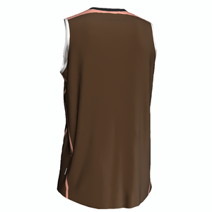 Maillot de basketball personnalisé à blocs de couleur, sans manches, col en V, anti-humidité, vêtement de sport pour adulte, impression par sublimation - Product Image 5