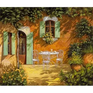 Azulejo de cerámica Mural Backsplash Toscana Italia Jardín Ornamento Café en Patio Escena - Product Image 1