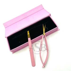 Pinzas de Cejas Profesionales de Acero Sostenible con Logotipo Personalizado en Oro Rosa, Puntas Inclinadas Hechas a Mano, Ecológicas, con Tijeras de Resorte - Product Image 2