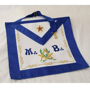 Tablier maçonnique en cuir Rite écossais Tablier 9e degré Fil de métal doré 100% Agneau avec frange Briques Bullion Best - Product Image 5