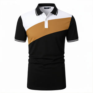 Camiseta de Verano Transpirable 100% Algodón Jersey Antiarrugas con Estampado de Leopardo Diseño Personalizado Informal Deportiva de Manga Corta con Solapa para Hombre - Product Image 1