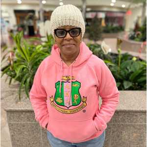 Sudadera con Capucha AKA Pink Premium Crest para Mujer, Sudadera con Letras Griegas Bordadas, Felpa Suave, Informal y Elegante - Product Image 5