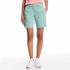 Short à motif lavé léger pour femme Ceinture élastique Bouton Poches à coutures latérales avec design floral Short chaud - Product Image 2