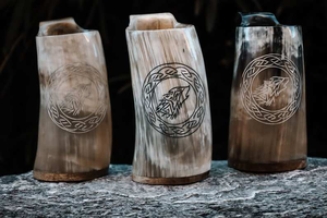 Chope en corne de viking authentique, artisanale, écologique, personnalisable, en corne de buffle, design classique, stein, sculpture à la main naturelle - Product Image 2