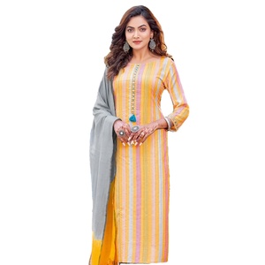 Nouveau Dernier Vente en Gros Mousseline Numérique Kurtis avec Coton Lycra Pent et Viscose Tissage Dupatta Kurtis Ensemble en vente en ligne - Product Image 1