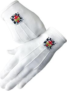 Guantes Masónicos de los Caballeros Templarios, Guantes Masónicos de Algodón Blanco con Cruz Roja Bordada, Accesorio de Insignia Masónica para Hombre, Uno - Product Image 5