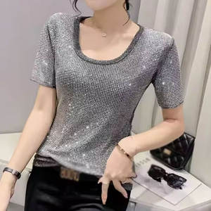 2025 <b>Women</b> 100% Cotton Breathable Quick Dry Stylish <b>Sparkle</b> Casual Summer <b>Top</b> T-Shirt - Product Image 5
