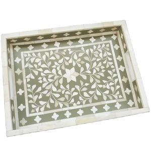 Bandeja para servir con incrustaciones de hueso indio de Oliva de granja para hotel o motel en casa, perfecta como bandeja de mesa de café - Product Image 1