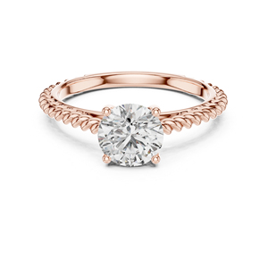 Bague solitaire en or jaune 14 carats pour femme avec diamant rond de laboratoire |   Bague en diamant pour usage quotidien |   Diamant de culture - Product Image 2