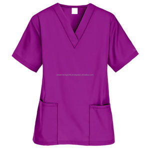 Conjunto de uniformes de enfermería elásticos para mujer, Top de bolsillo con cuello en V y pantalones de Jogger con cordón, uniformes de hospital - Product Image 1