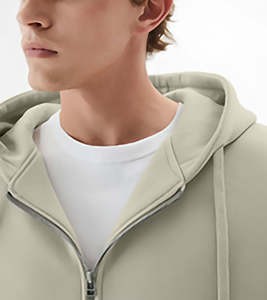 Sudadera con Capucha de Alta Calidad, 100% Algodón Peinado, Corte Regular, Cierre de Cremallera, Informal, Gruesa, con Hombros Caídos, Diseño Geométrico, Impresión Personalizada - Product Image 4