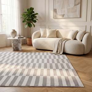 <b>Grey</b> Striped Jute Rug Machine Made Plush <b>Hallway</b> <b>Runner</b> <b>for</b> Bedroom Teen Room Decor - Product Image 2