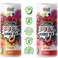 Venta al por mayor Bebida Refresco-320ml Popping Bubble Pearl Boba Tea con jugo Sabores de melocotón-Muestra gratis-Etiqueta privada OEM