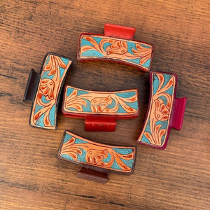 New Arrival Hot Selling Western Stylish Handmade Tooled Engraved Leather <b>Hair</b> <b>Claw</b> Clips Leather <b>Claw</b> <b>Hair</b> Accessories for Women - Product Image 3