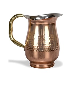 Modern Designer Copper Pitcher <b>with</b> Brass Casted <b>Handle</b> Large Storage Space <b>Glass</b> Water Kettle for Drinks and Juice - Product Image 1
