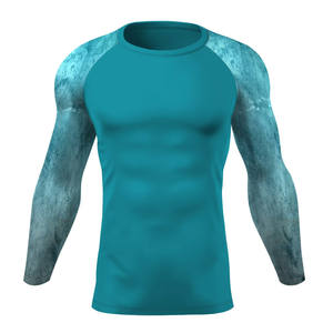 Camiseta Deportiva de Compresión de Manga Larga para Hombre, Transpirable, de Secado Rápido, con Estampado, para Gimnasio, Deporte, Poliéster/Nailon, Tejido de 220 g, Protección contra Erupciones - Product Image 1