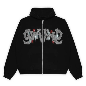 Unisex Rhinestones Hombres Mujeres Vintage Acid Wash Cropped Hoody Sun Faded Cotton 460Gsm Rhinestones Hooded Short Knitted - Product Image 4