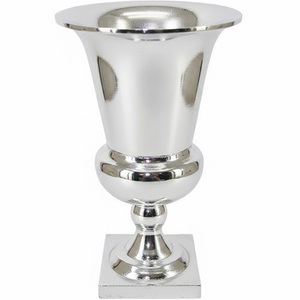 Jarrón de Metal Grande en Forma de Trompeta, Acabado Plateado Brillante, para Hogar, Hoteles y Bodas, Floreros de Metal - Product Image 1