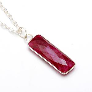 จี้เงินแท้ 925 รูปทรงสี่เหลี่ยมผืนผ้า ประดับด้วยหยกแดง พร้อมสร้อยคอสำหรับงานแต่งงาน ความยาว 18 นิ้ว อุปกรณ์ทำเครื่องประดับ - Product Image 2