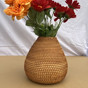 Florero de Ratán Tejido a Mano, Maceta de Bambú Decorativa, Lámina de Bambú para Decoración del Hogar - Product Image 2
