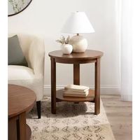 Table basse en bois massif à deux niveaux créative et durable avec un design rond moderne pour l'intérieur de la maison