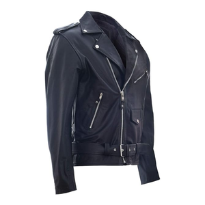 Vestes en cuir de vachette noir hiver poids lourd conception personnalisée vestes de moto de mode extérieure - Product Image 2