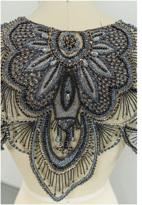 Robe de Soirée Luxueuse et Élégante en Mousseline de Soie Tricotée en Tissu Cape Perlée Logo Élégant Cristal Strass Gland Dos Club Formel - Product Image 2