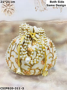 Bolsa Potli bordada India hecha a mano, ideal para regalos de boda, devolución de regalos y celebración de momentos especiales. - Product Image 3