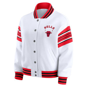 Personalizado para el equipo parche bordado para Logo chaqueta universitaria unisex con Vintage Stand Collar teñido patrón sólido - Product Image 2