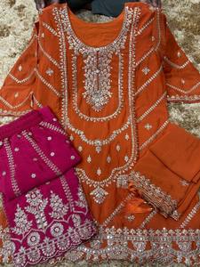 Nuevo bordado 3 piezas diseñador étnico Gharara Kurti Set Readymade Georgette Sharara para ocasiones especiales estilo de mujer - Product Image 4