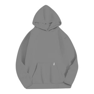 Sudadera con Capucha para Mujer, Estilo Informal, Holgada, Color Sólido, Talla Grande, Color Gris - Product Image 4
