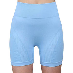 Pantalones cortos de Yoga atléticos de gimnasio de cintura alta elásticos azules 2025 para mujeres de alta calidad de compresión Biker Skinny Fit Workout - Product Image 1