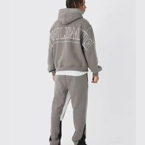 Ensemble de survêtement à capuche pour homme, grande taille, tenue décontractée pour les activités quotidiennes, respirant, 100% coton, confortable, léger - Product Image 2